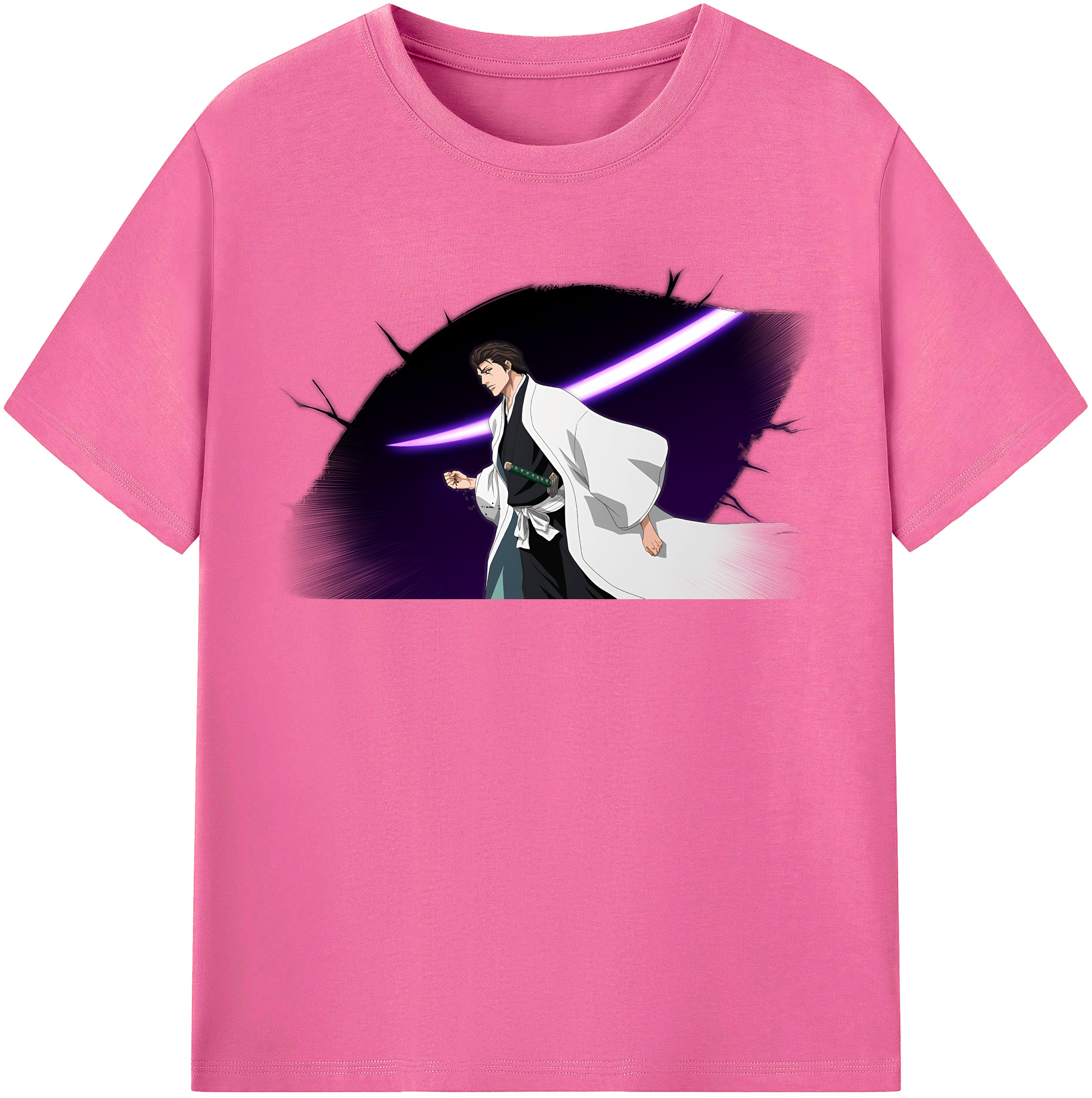 （画像用） ブリーチ 藍染 惣右介（あいぜん そうすけ） BLEACH Aizen Sousuke レディースカジュアルプリントTシャツ（綿100％）
